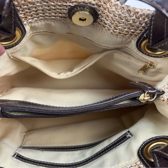 Amanda smith Woven Straw Shoulder Bag Beige with Brown Leather Straps - Picture 5 of 12